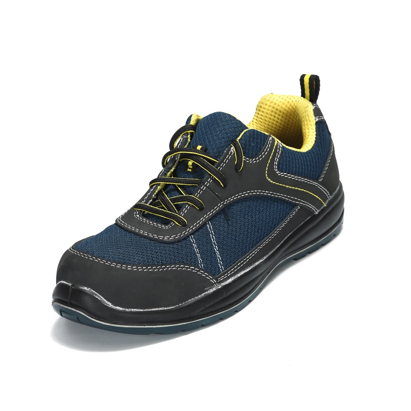 Grey Cow Suede Breathable Mesh Safety Sport Shoes Non-Slip Steel Toe Ladies Work