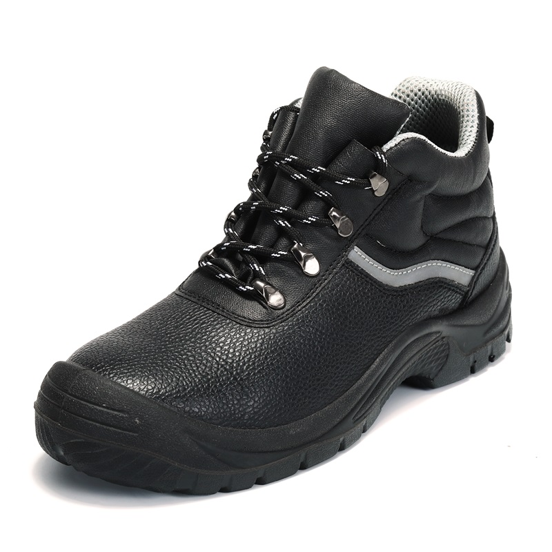 Black Cow Leather Oil Resistance Anti Slip Waterproof Steel Toe Safety Shoes