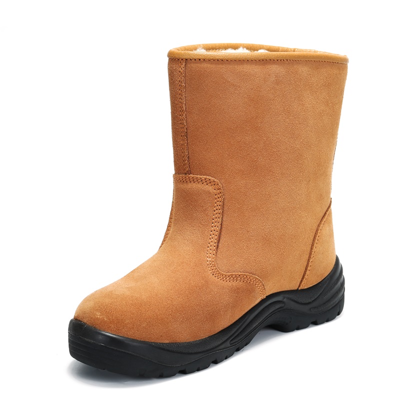 Men's Safety Shoes with Genuine Leather Steel Toe Winter Boots with Rubber